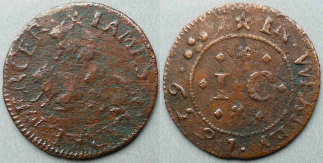 Weobey, James Clarke 1659 halfpenny